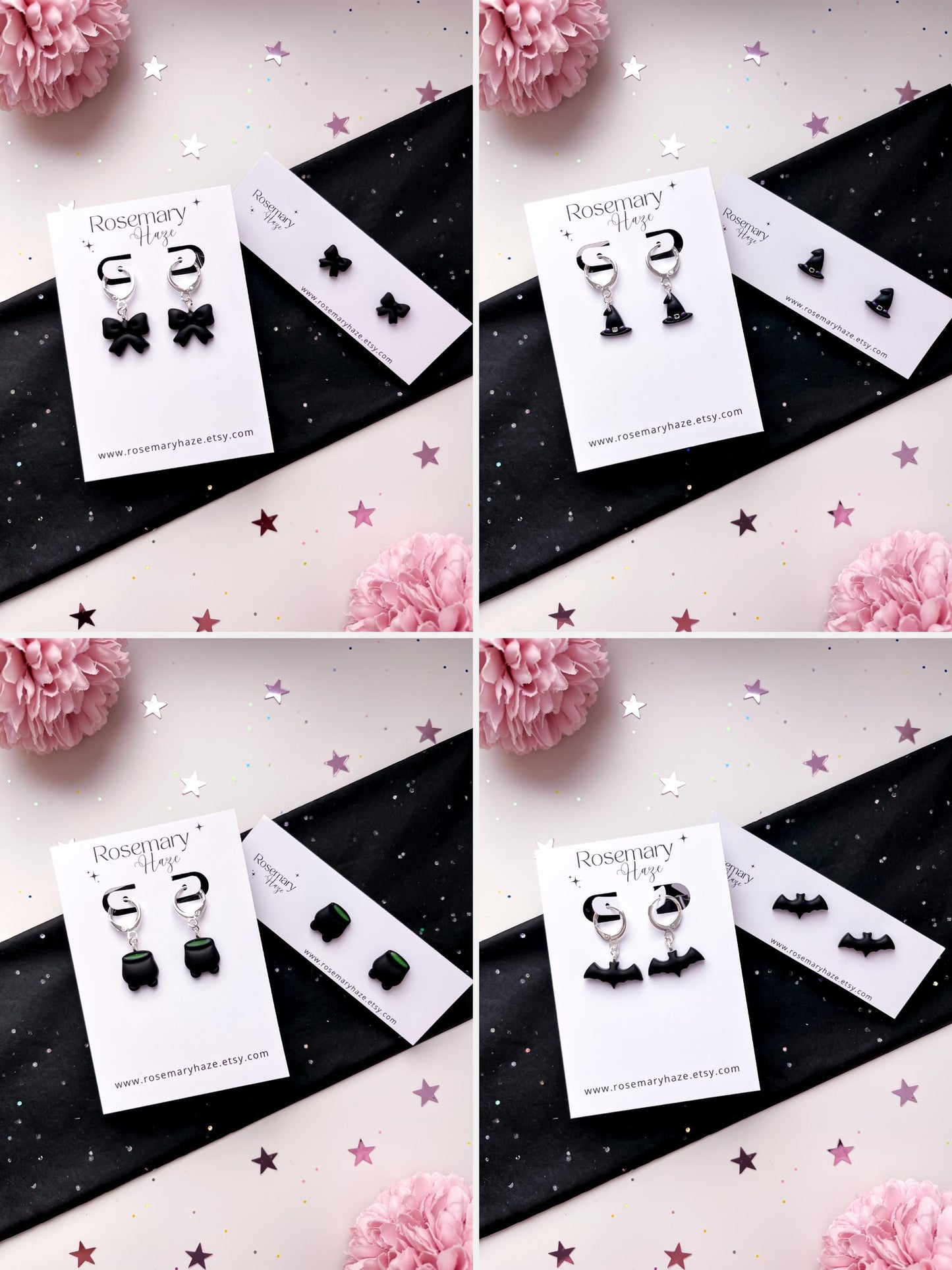Dainty Halloween Earrings - studs & huggie hoops
