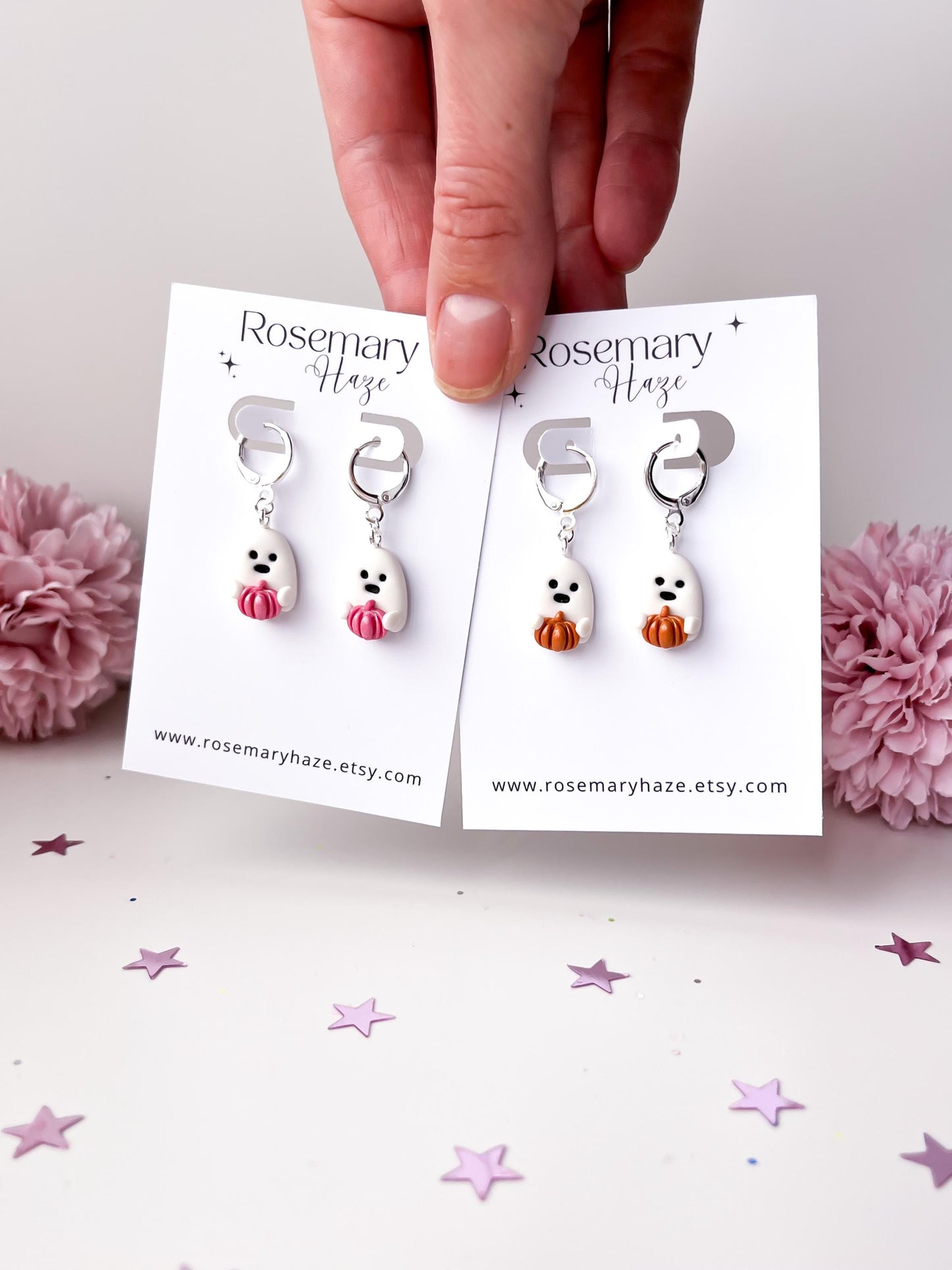 Halloween Cute Ghost Earrings - studs & huggie hoops
