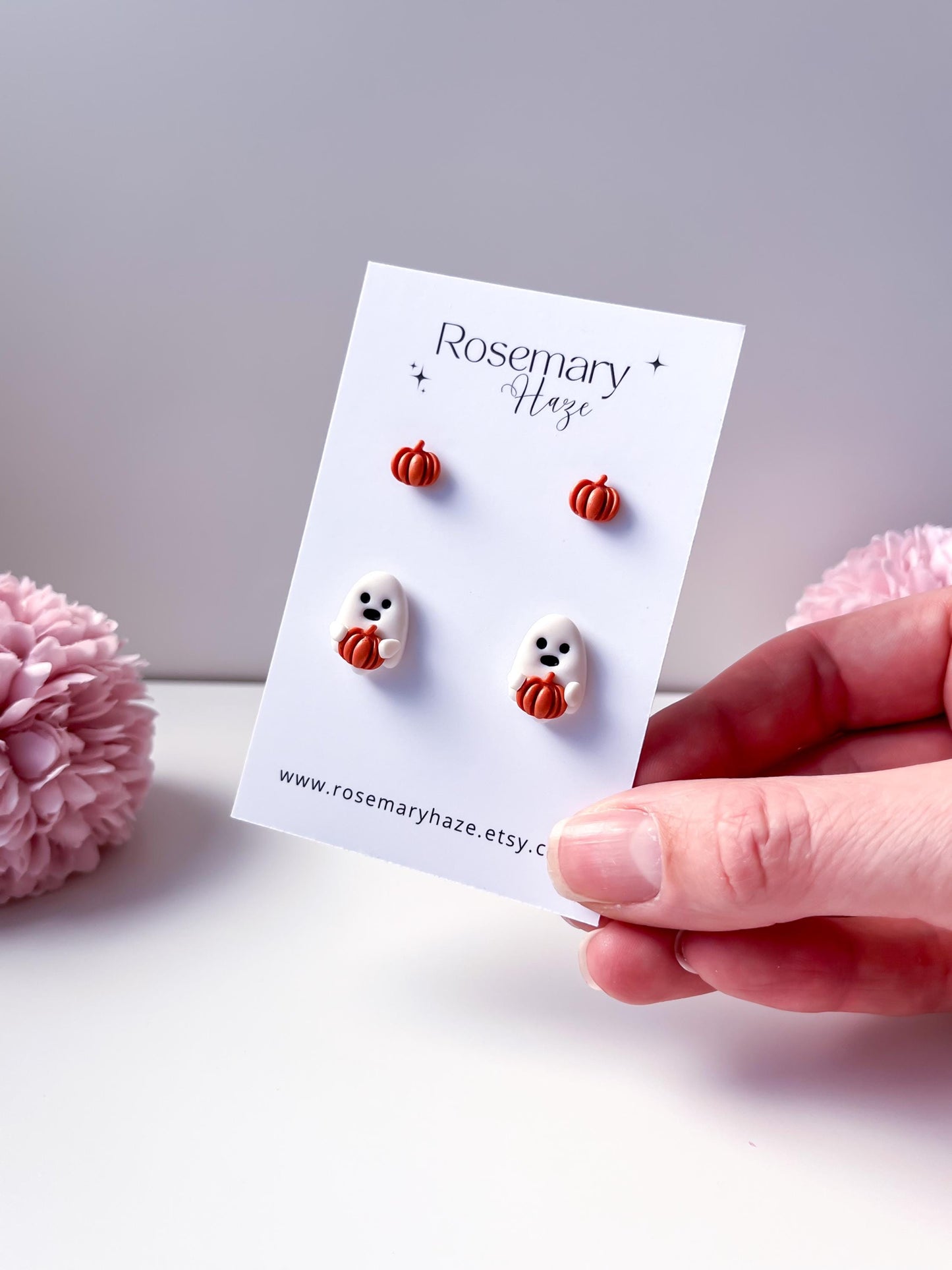 Halloween Cute Ghost Earrings - studs & huggie hoops