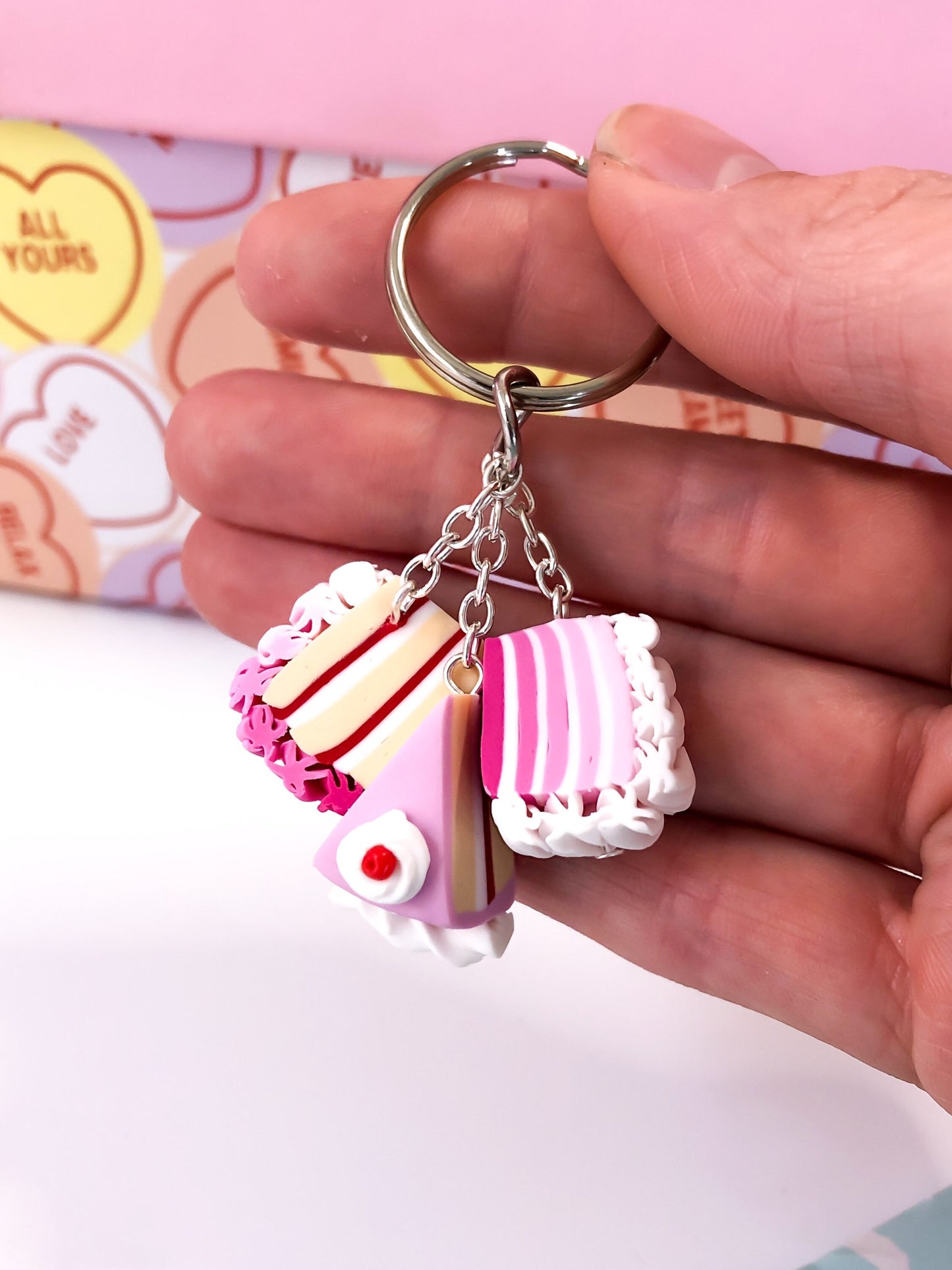 Pink Cake Keychain