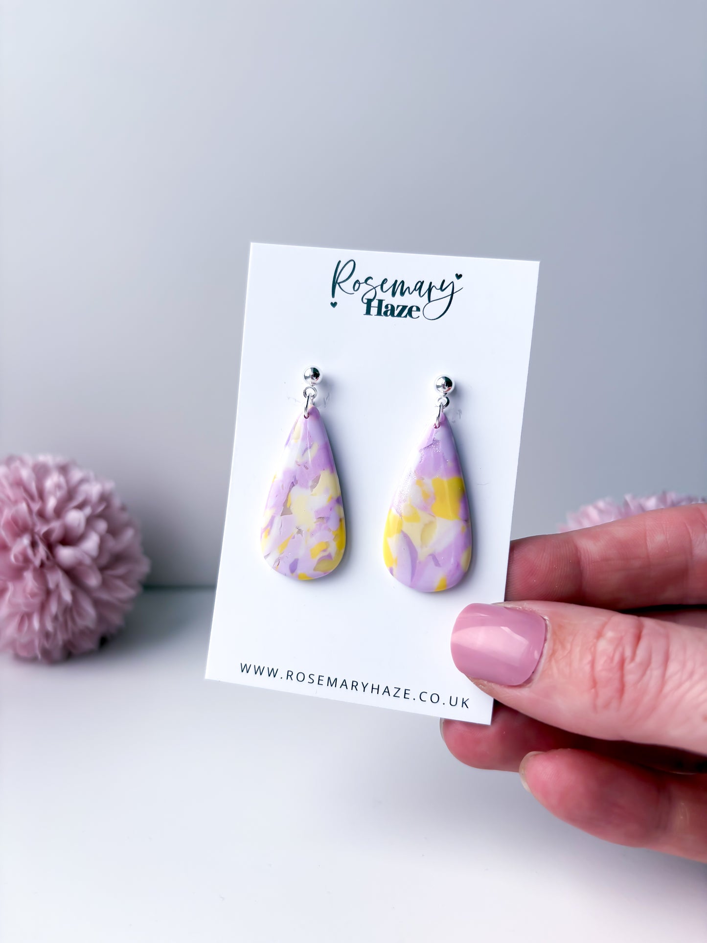 Lavender & Lemon Teardrop Dangles