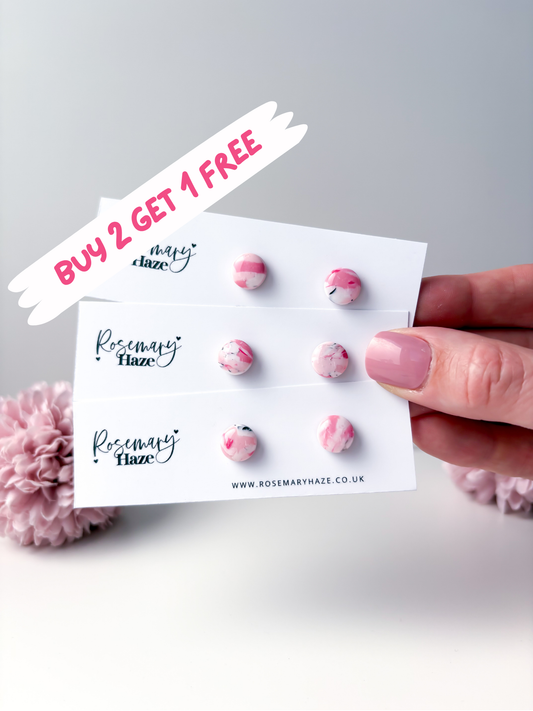 Abstract Pink Circle Studs
