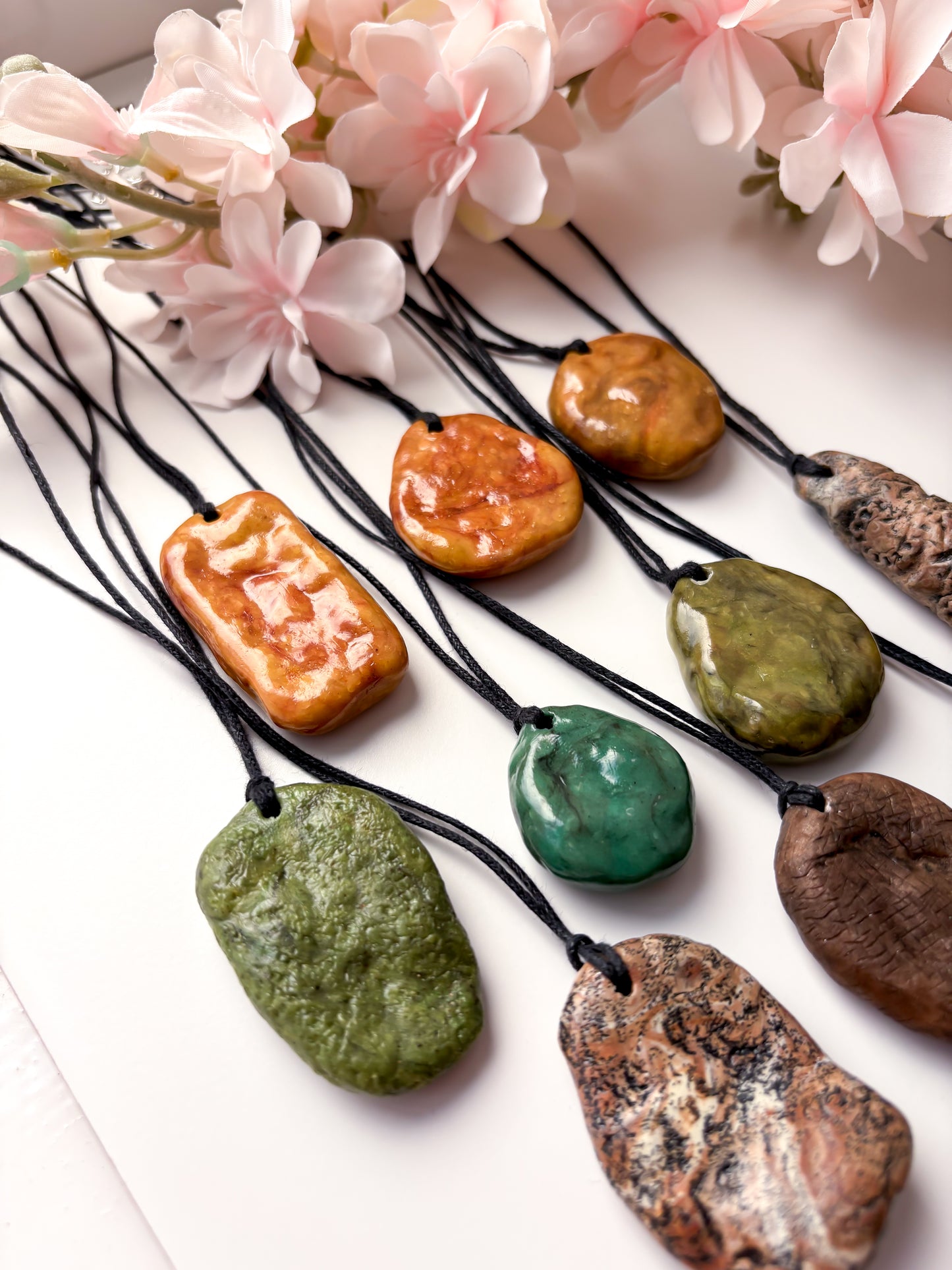 OOAK fake stone pendants
