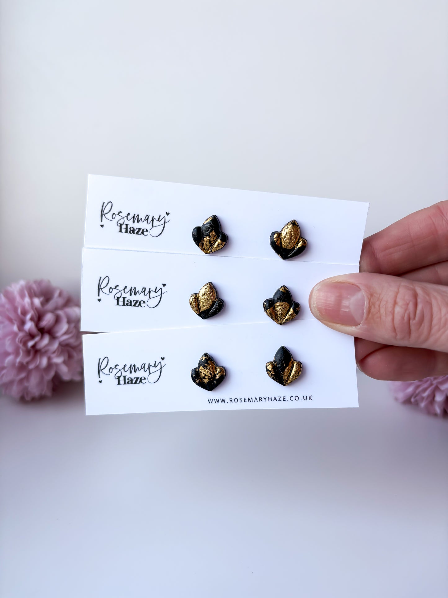 Black & Gold Leaf Studs