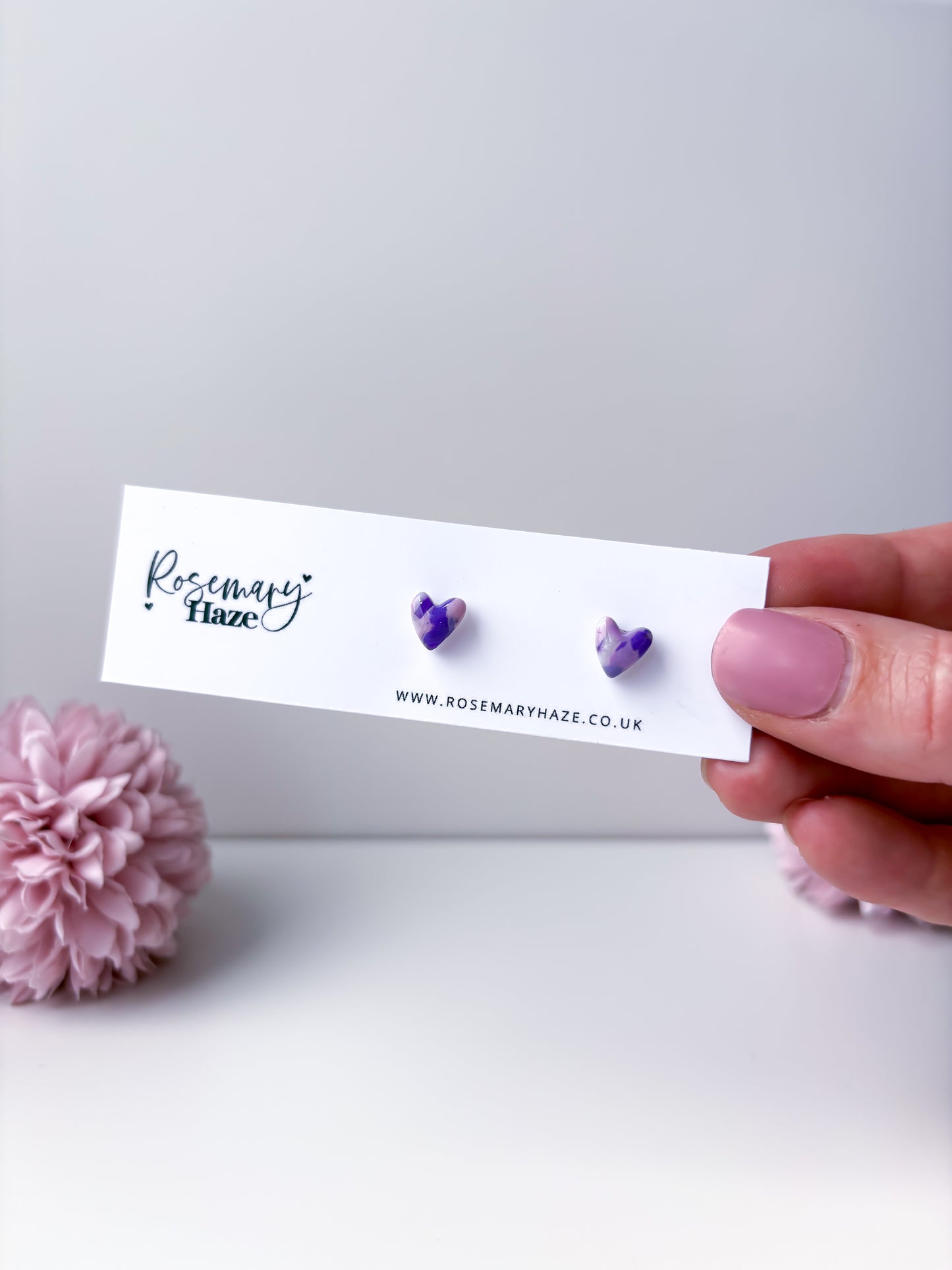 Purple Mini Heart Studs