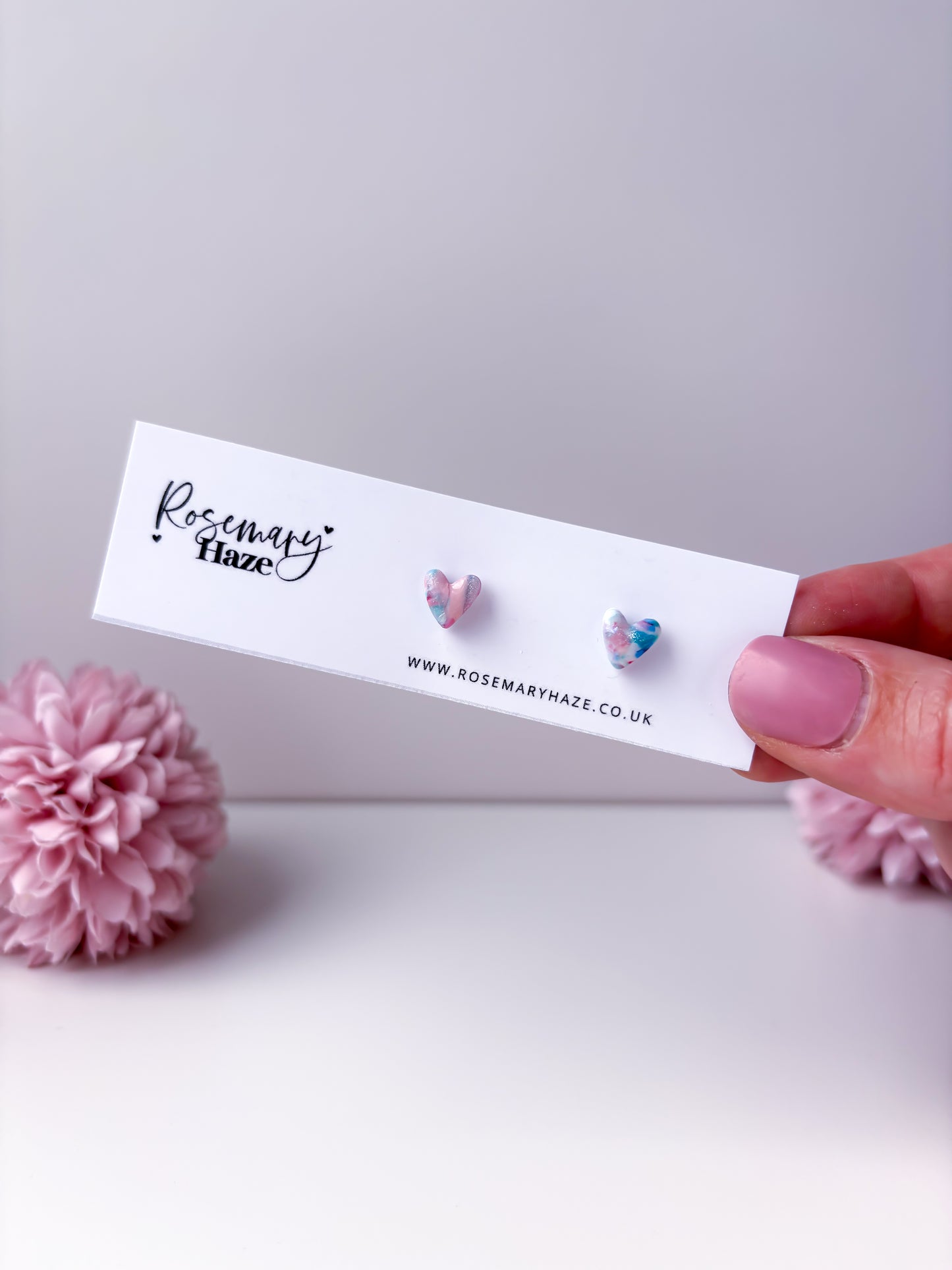 Blue Raspberry Mini Heart Studs