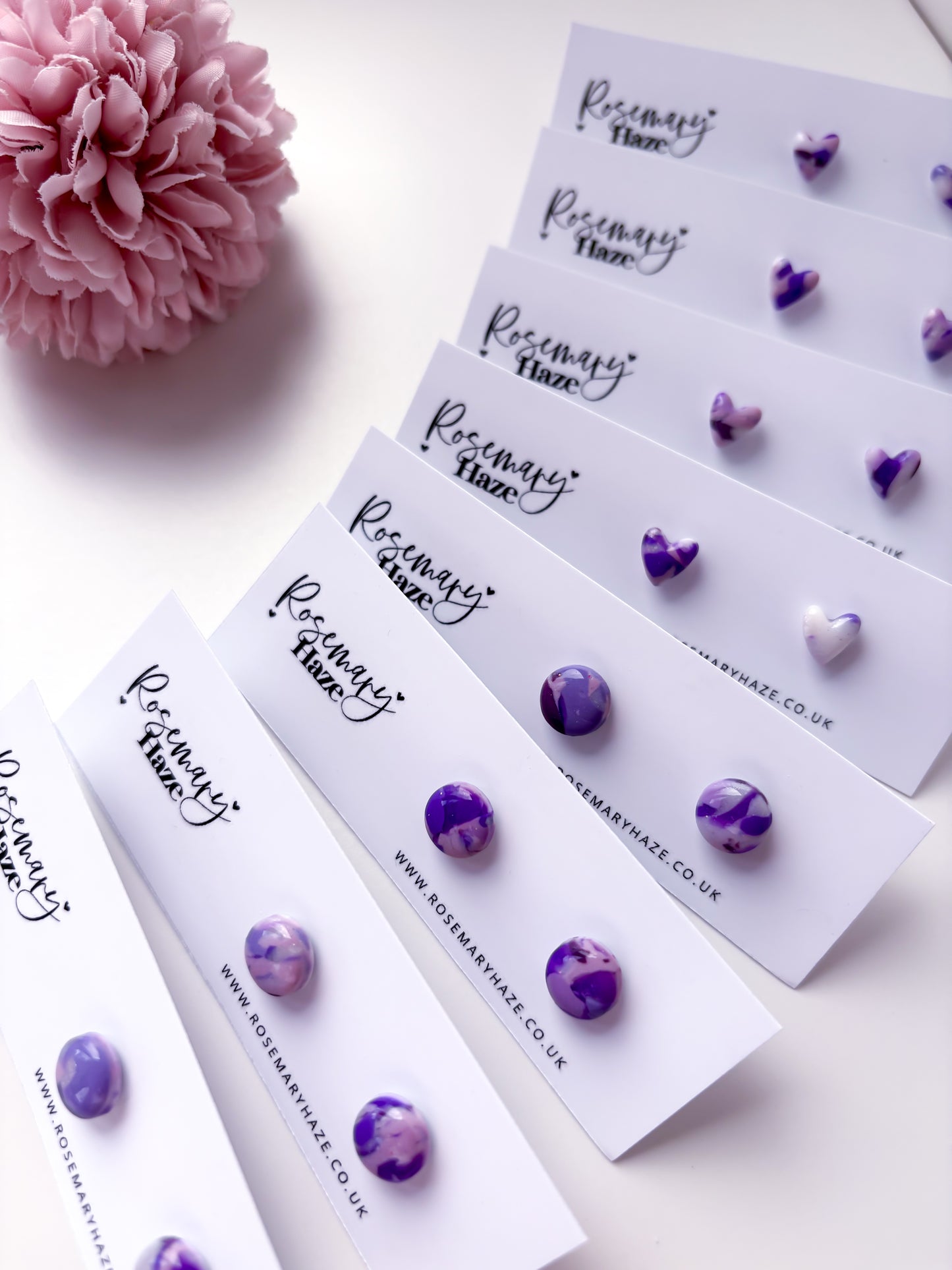 Purple Mini Heart Studs