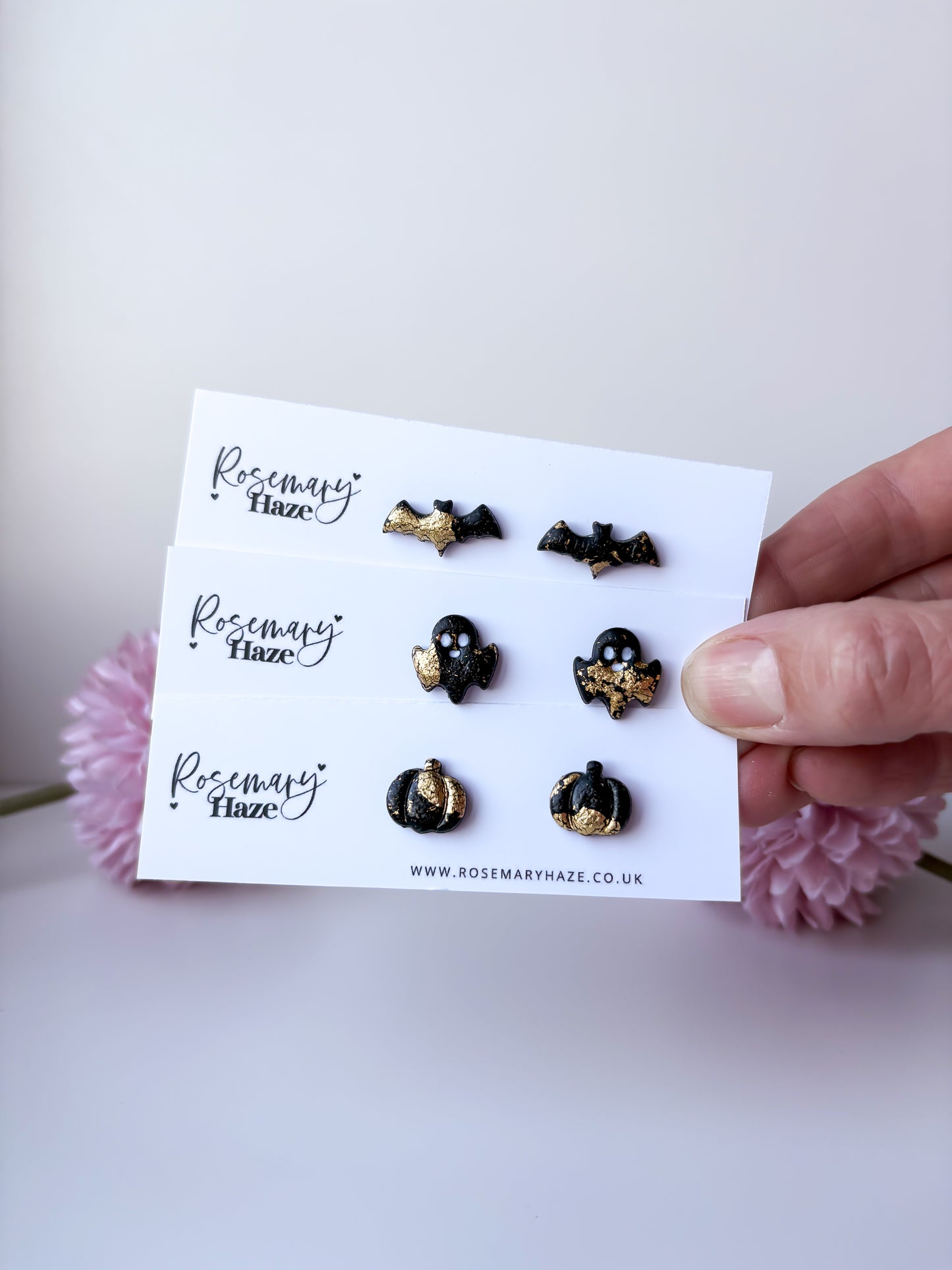 Black & Gold Ghost Studs