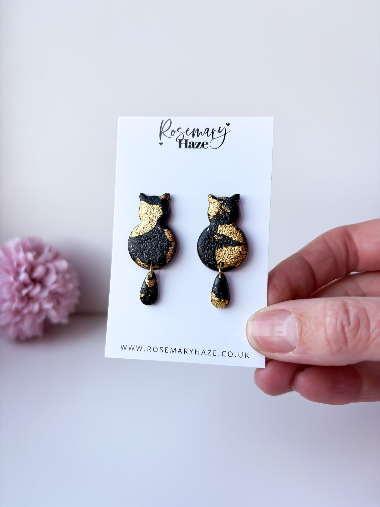Black & Gold Cat Dangles