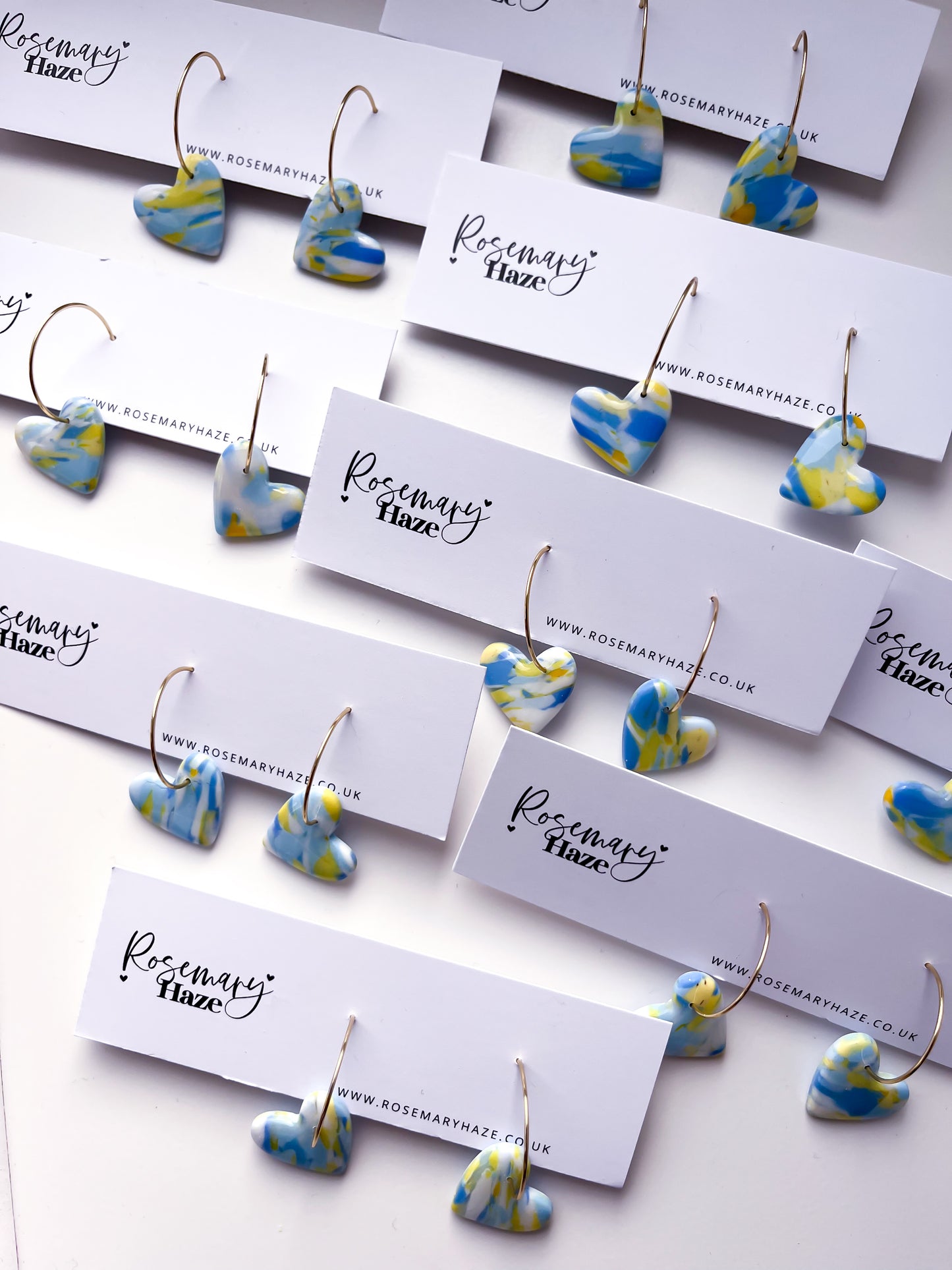 Blue & Yellow Heart Hoops