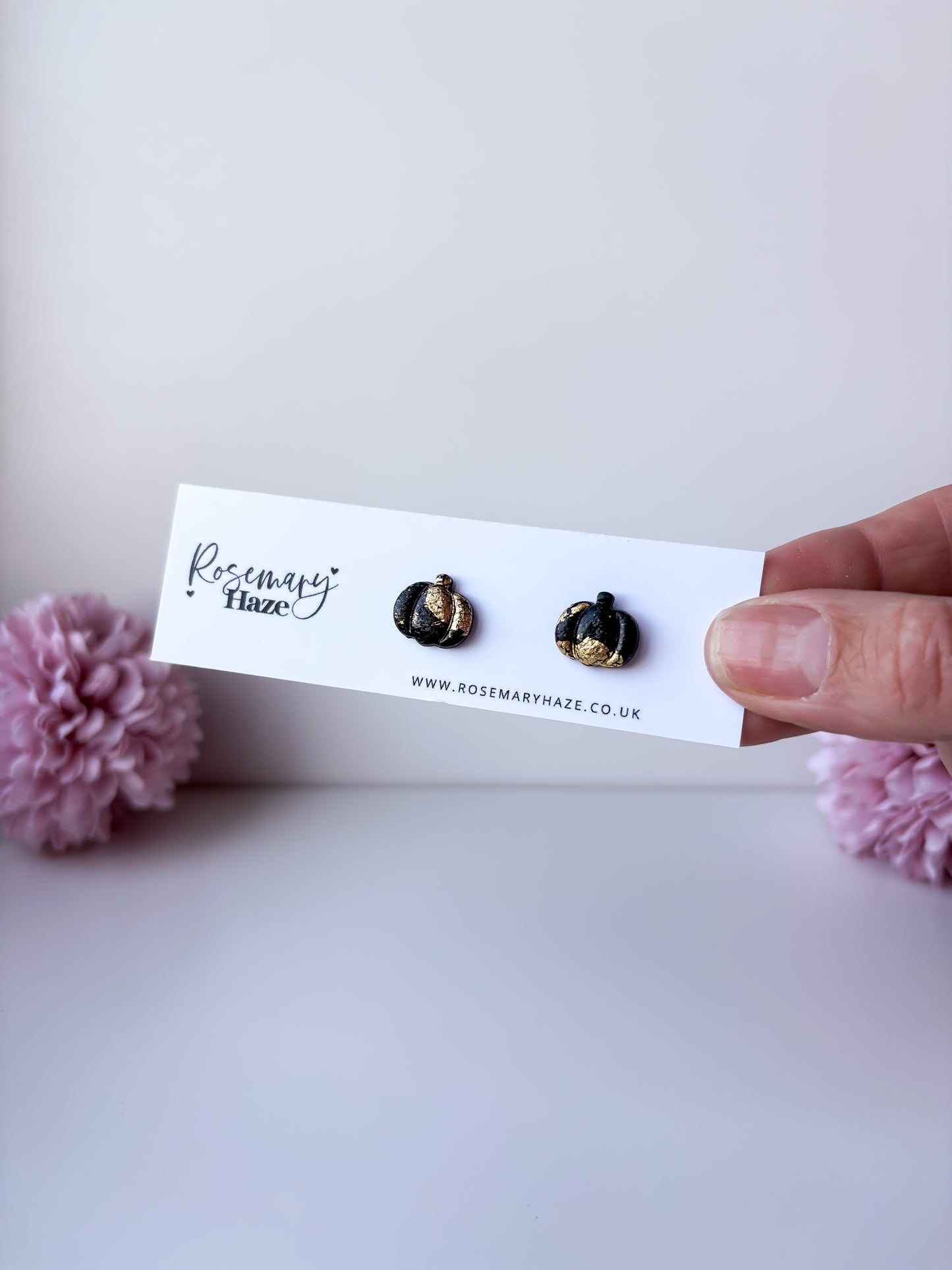 Black & Gold Pumpkin Studs