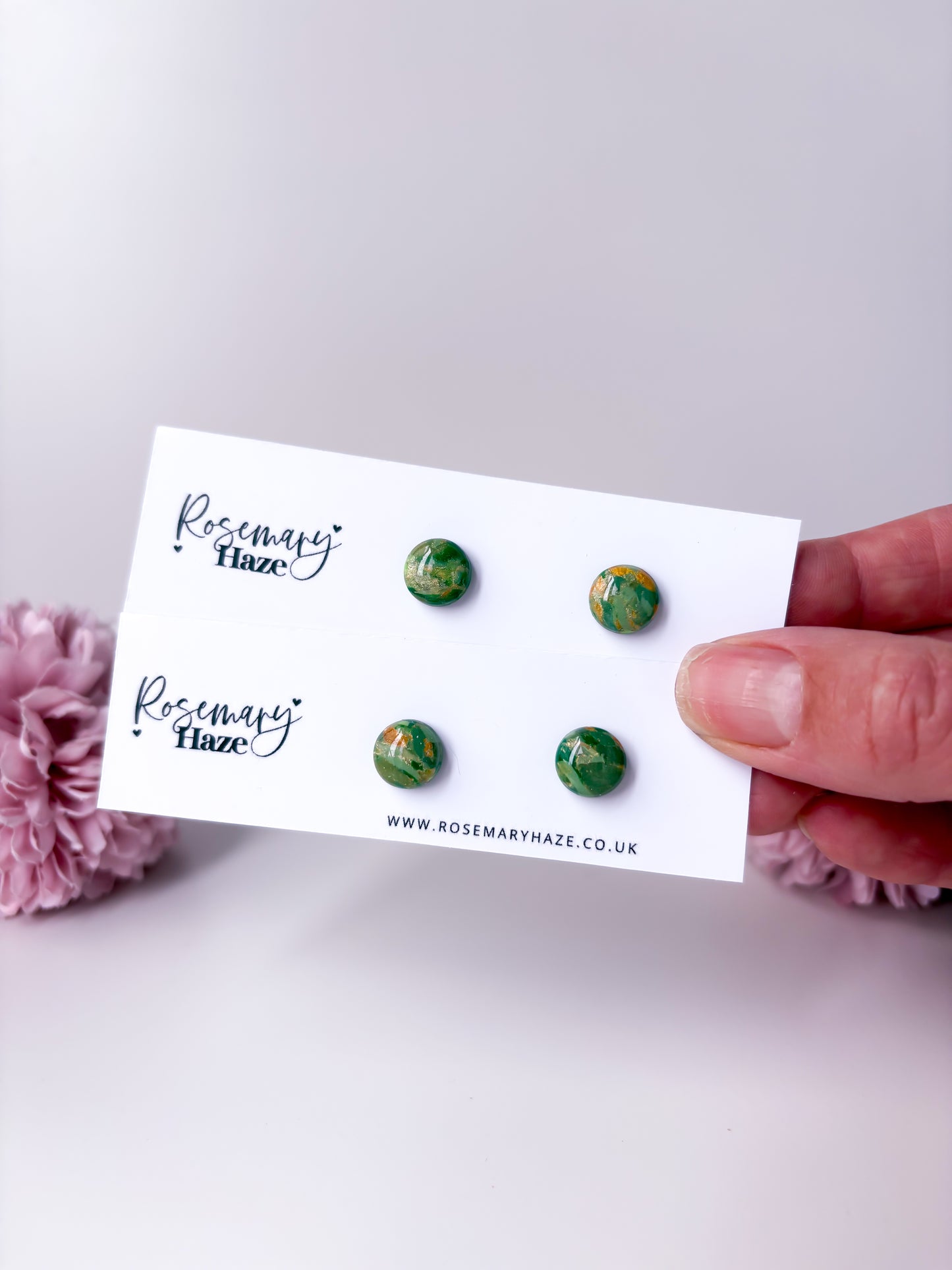 Green Circle Studs