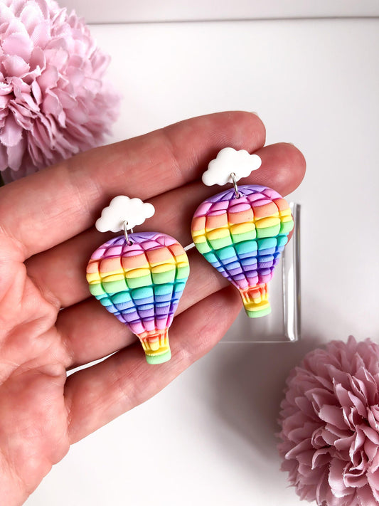 Rainbow Hot Air Balloon Earrings