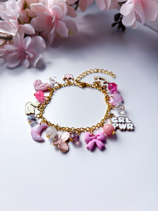 OOAK charm bracelet - pink 2