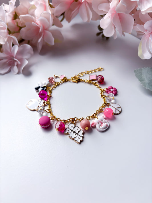 OOAK charm bracelet - pink 1
