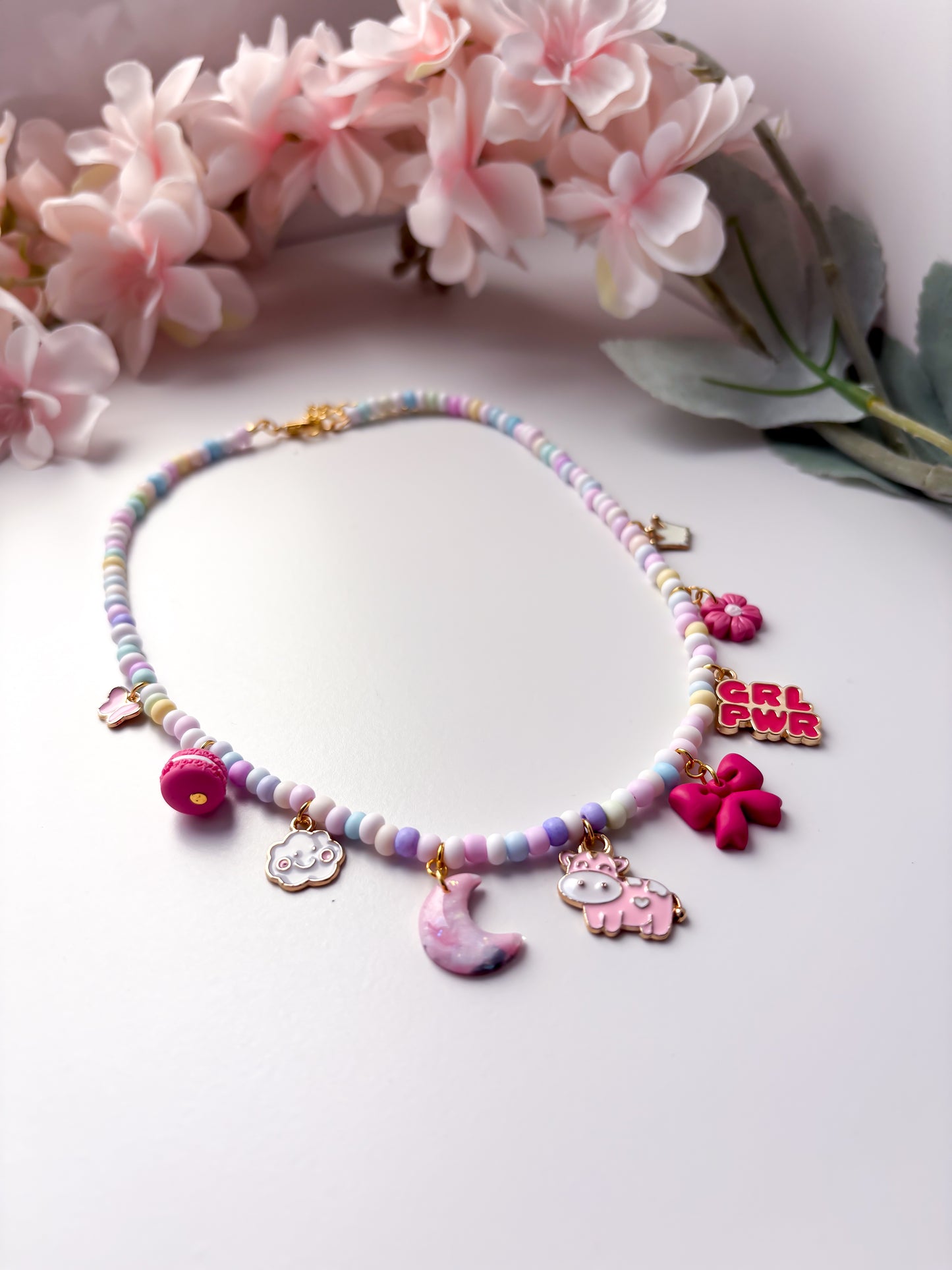 OOAK choker necklace - pink
