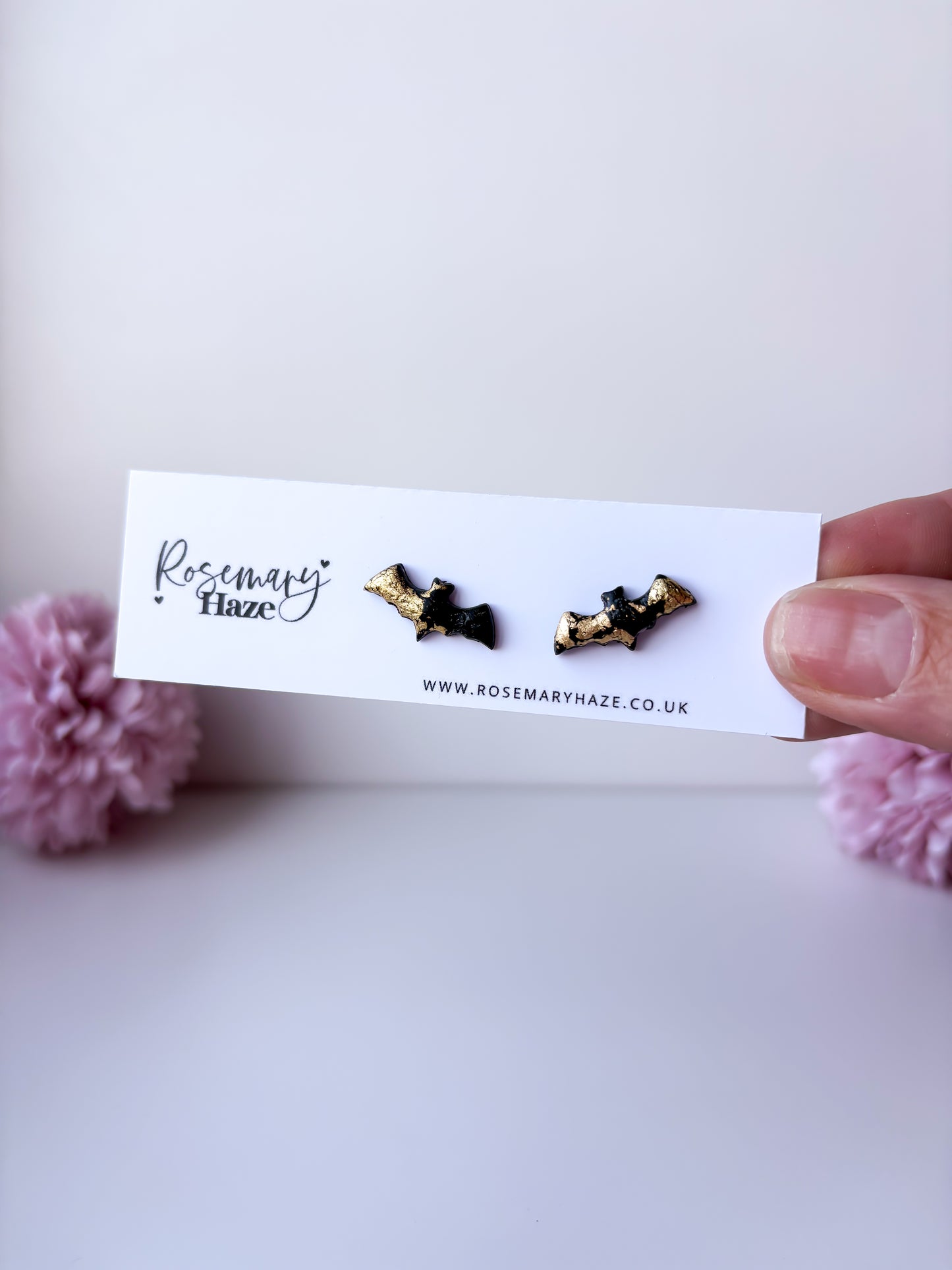 Black & Gold Bat Studs