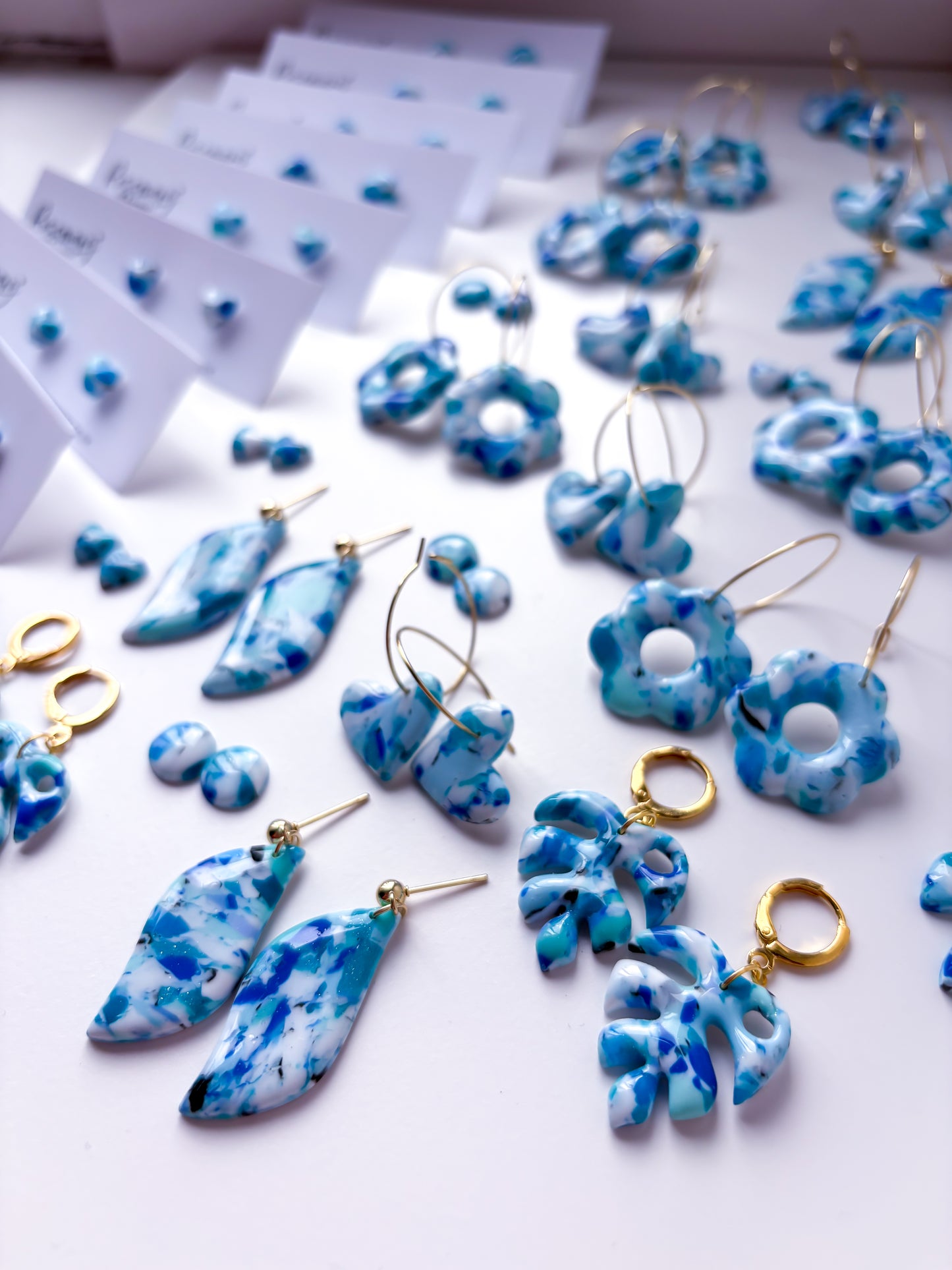 Ocean Blue Flower Hoops