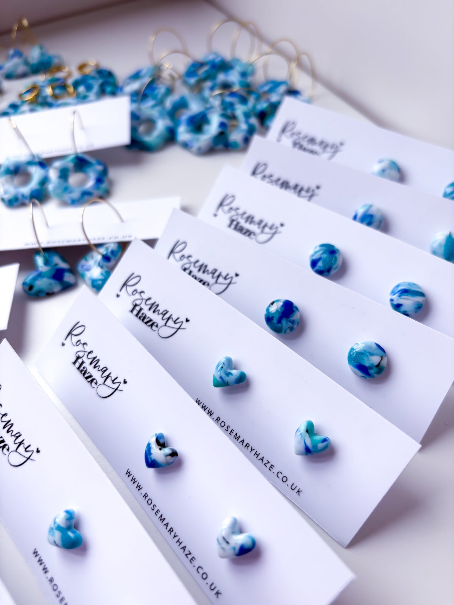 Ocean Blue Mini Heart Studs