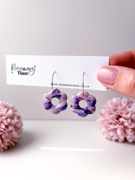 Purple Flower Hoops