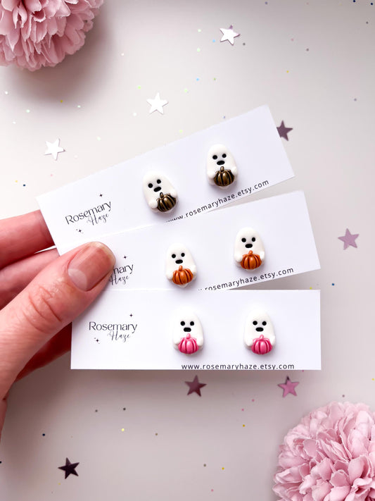 Halloween Cute Ghost Earrings - studs & huggie hoops