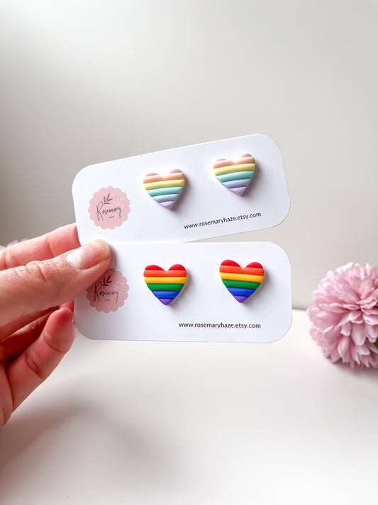 Rainbow heart studs