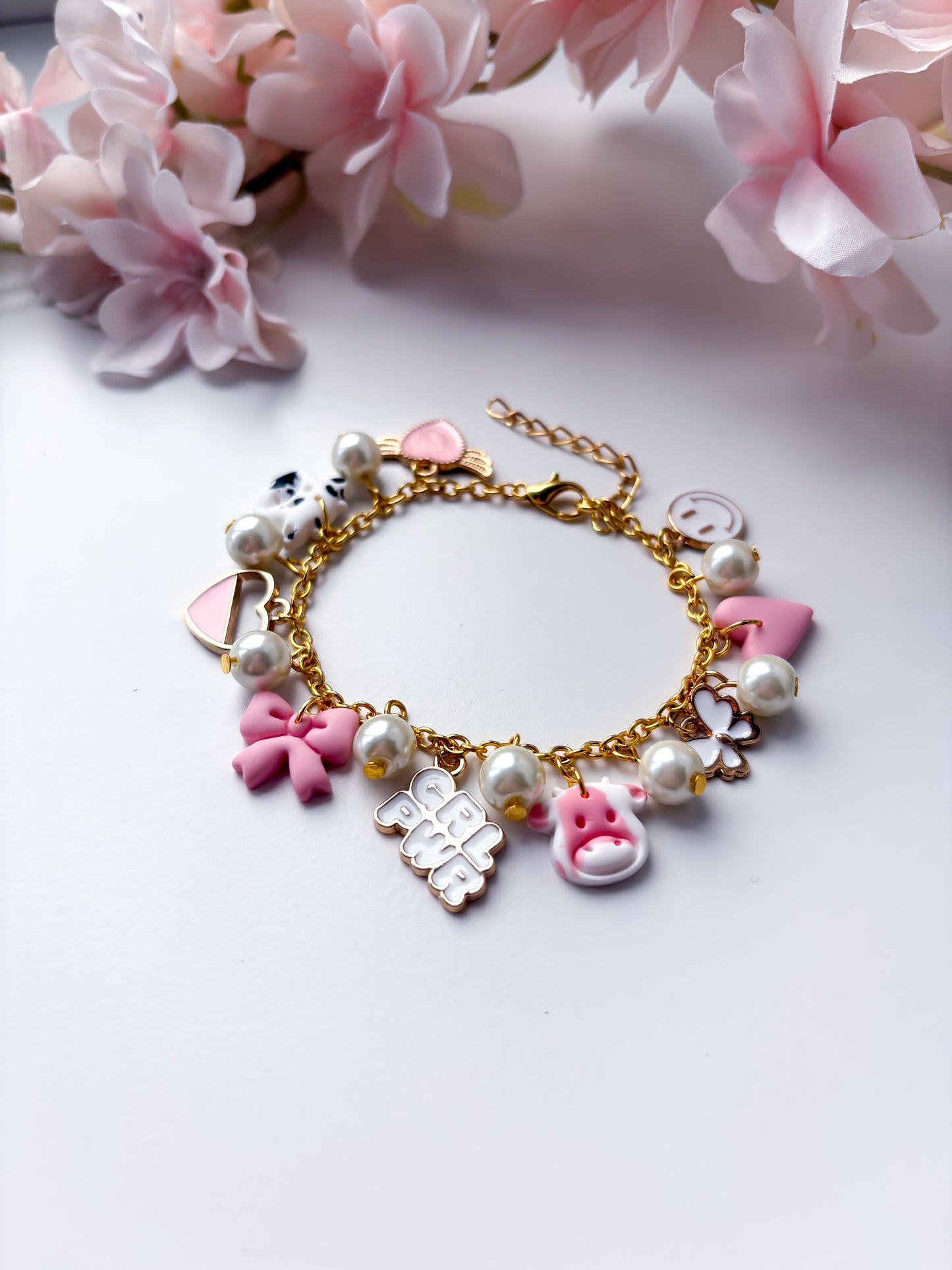 OOAK charm bracelet - pink 1