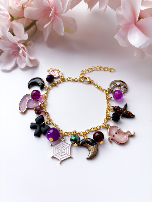 OOAK charm bracelet - purple