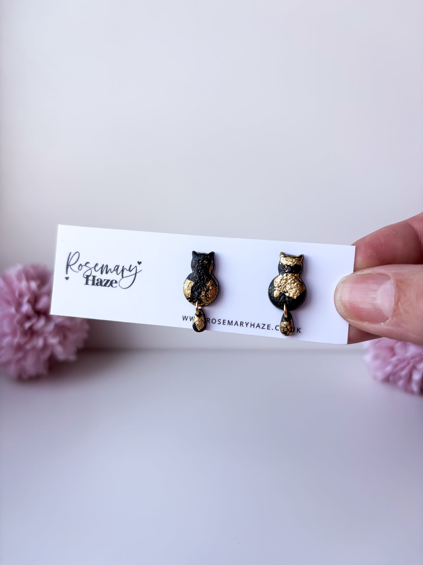 Black & Gold Mini Cat Dangles