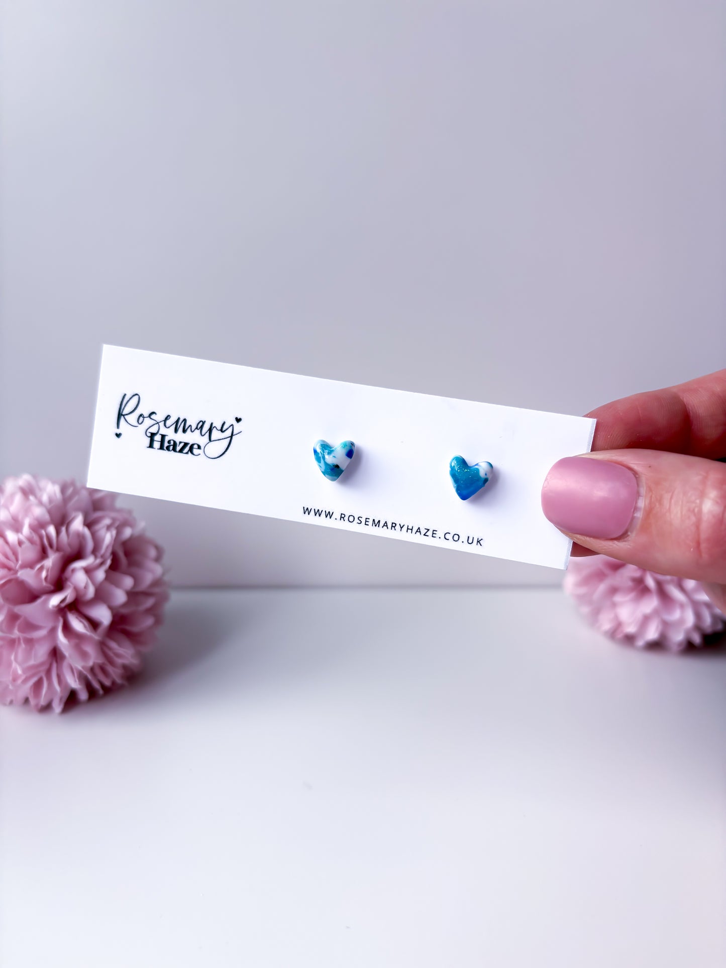 Ocean Blue Mini Heart Studs