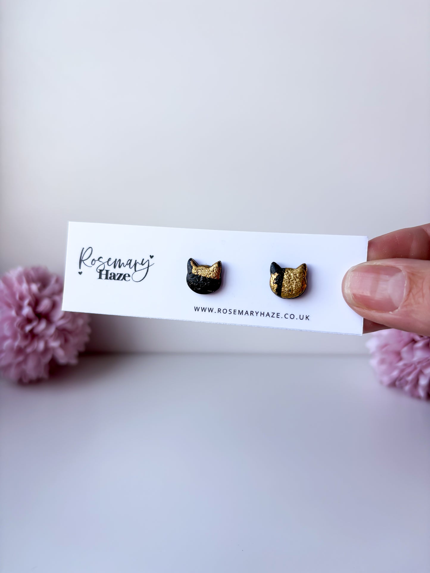 Black & Gold Cat Studs