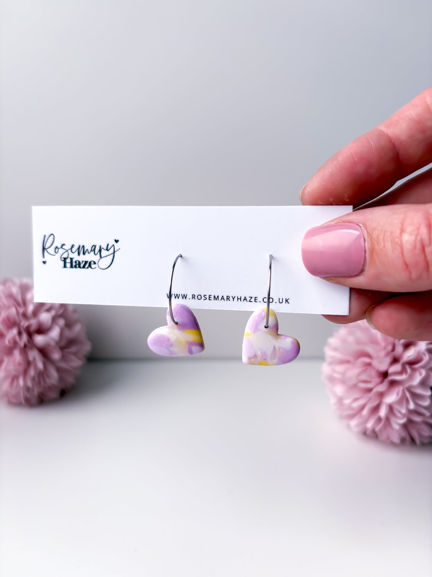 Lavender & Lemon Heart Hoops