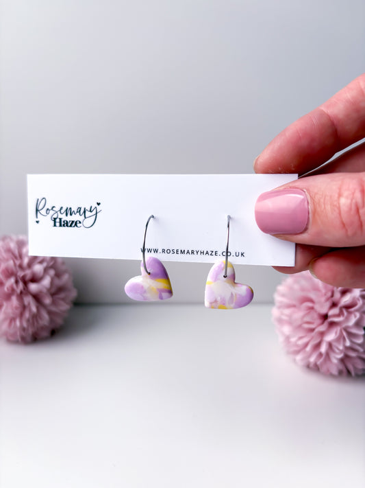 Lavender & Lemon Heart Hoops