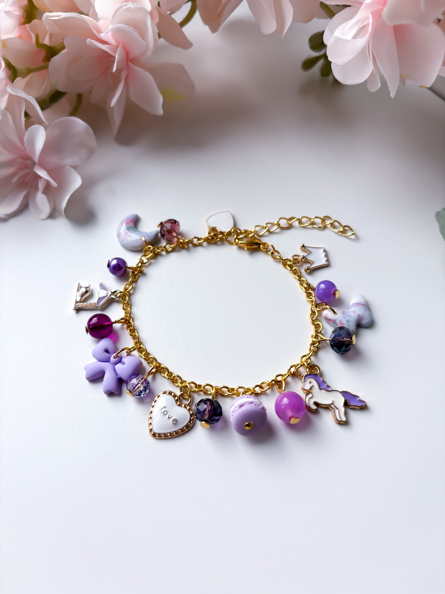 OOAK charm bracelet - purple