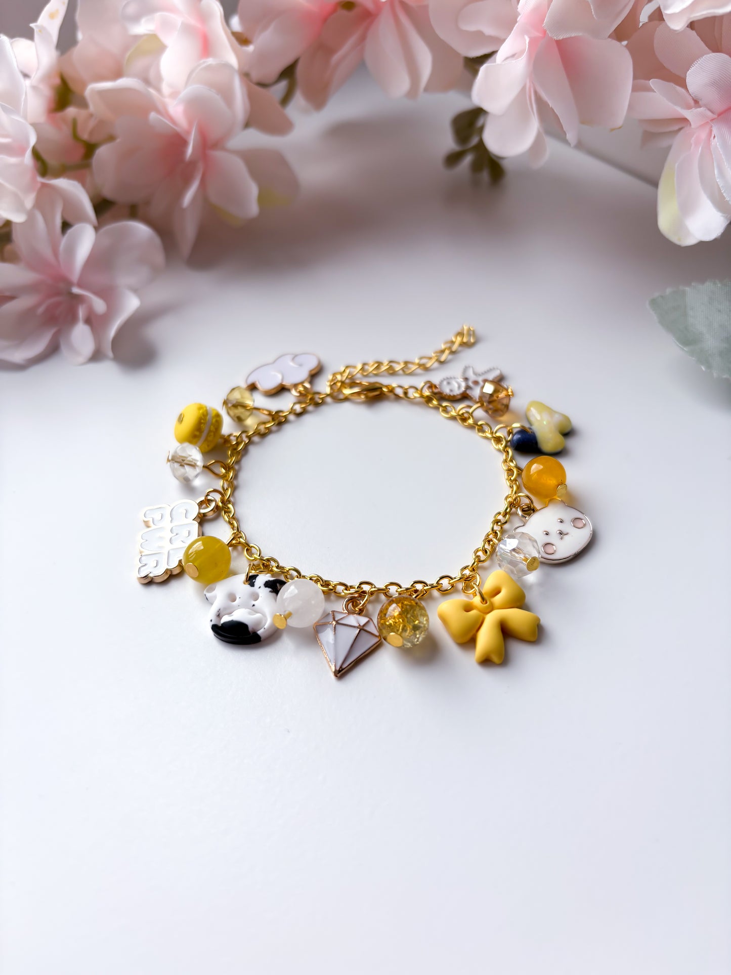 OOAK charm bracelet - yellow