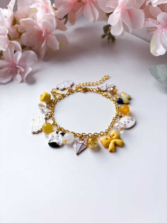 OOAK charm bracelet - yellow
