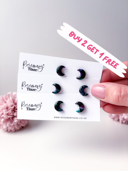 Galaxy Moon Studs