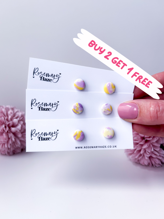 Lavender & Lemon Circle Studs