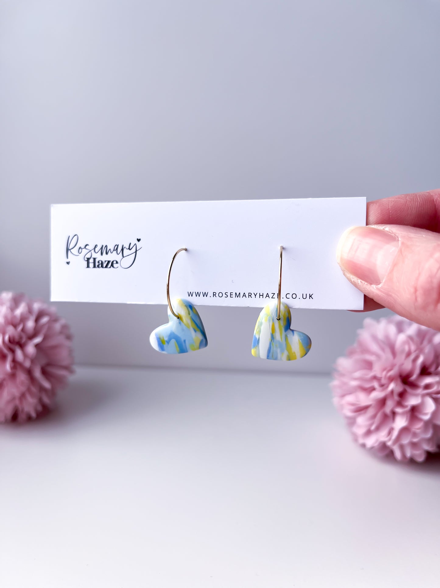 Blue & Yellow Heart Hoops