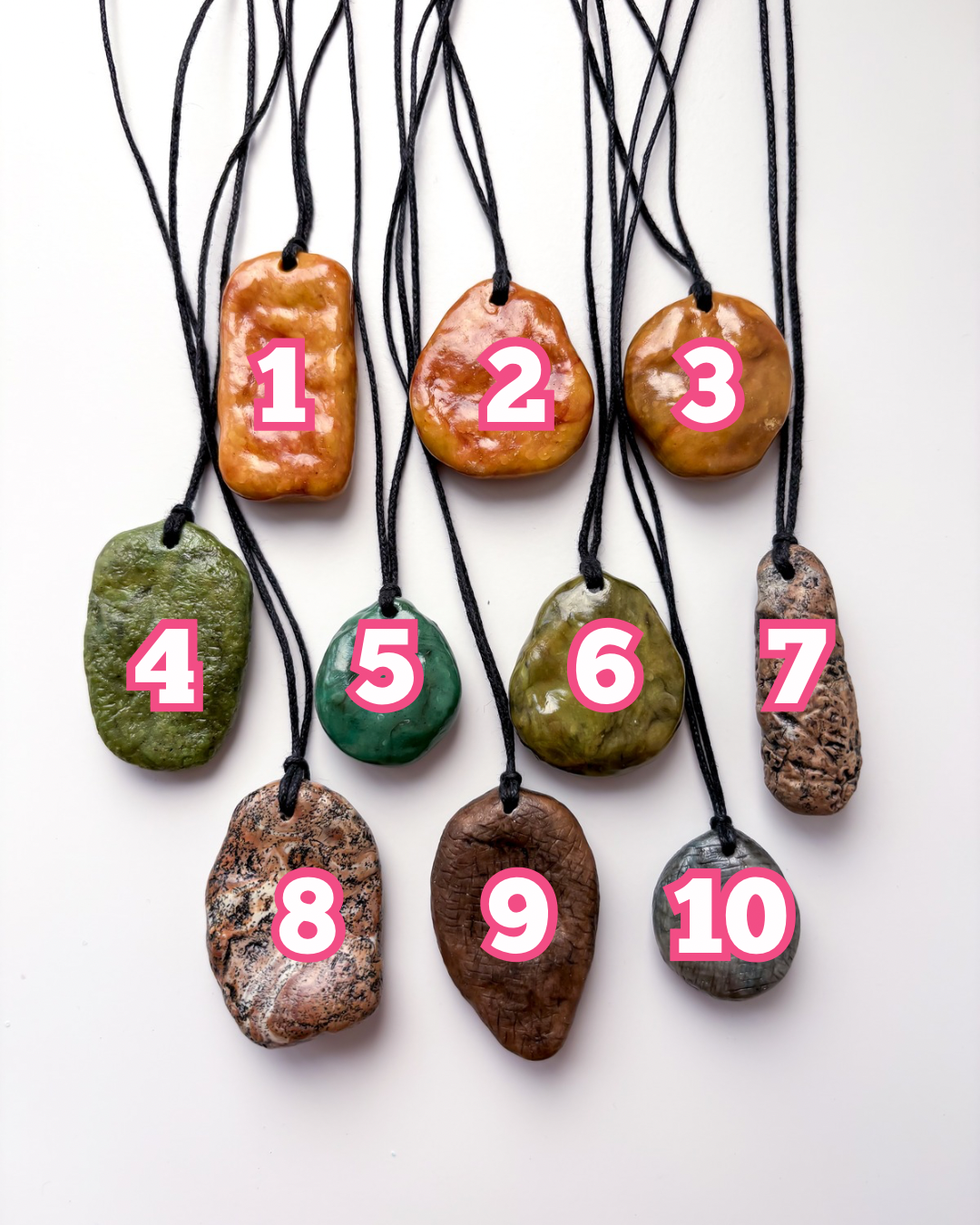 OOAK fake stone pendants
