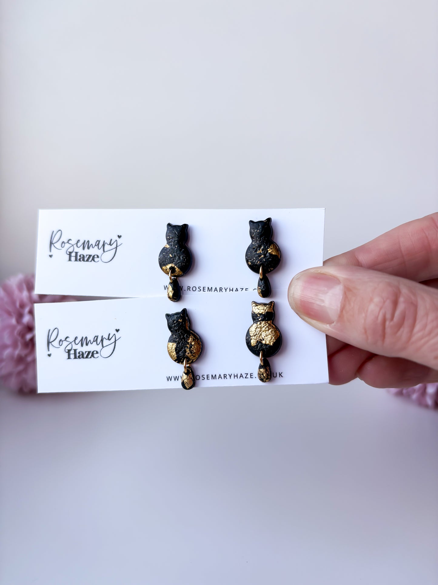Black & Gold Mini Cat Dangles