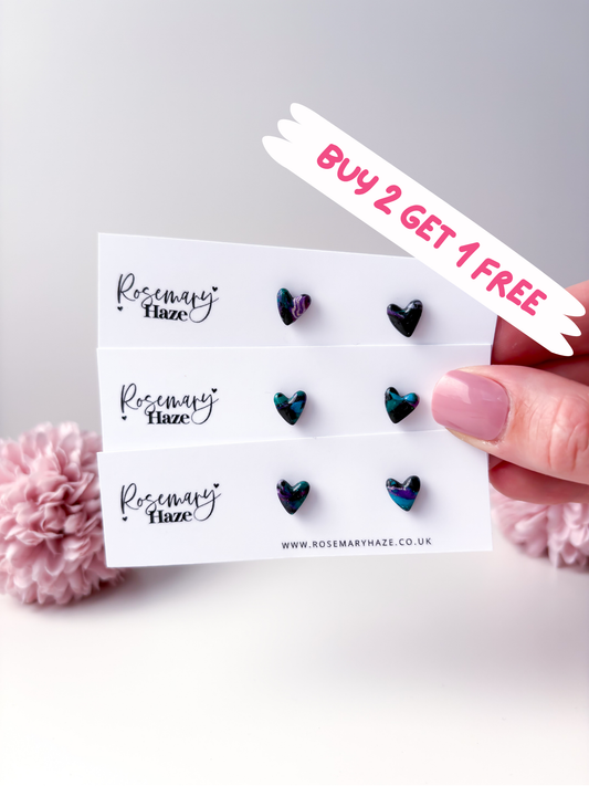 Galaxy Mini Heart Studs