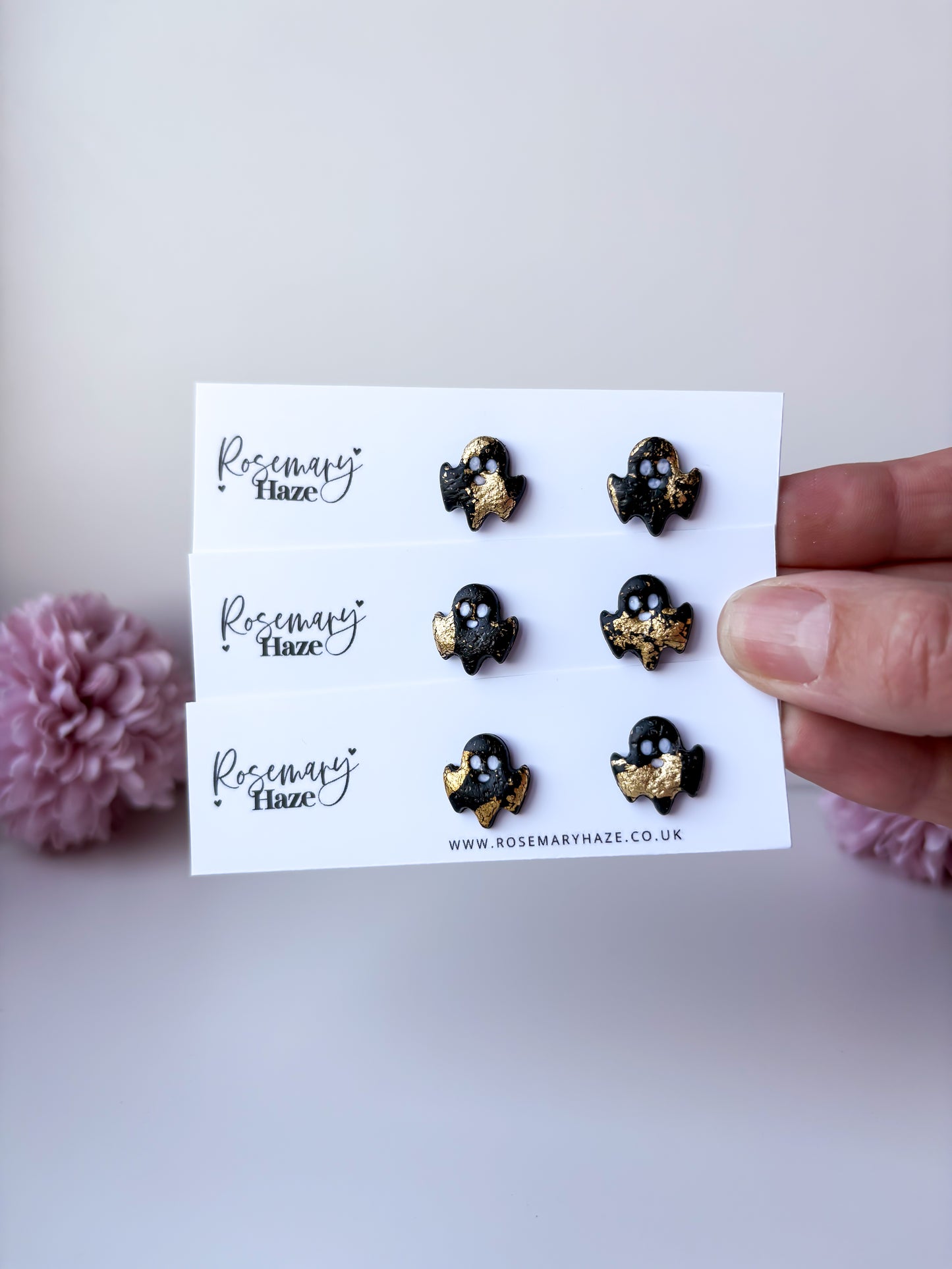 Black & Gold Ghost Studs