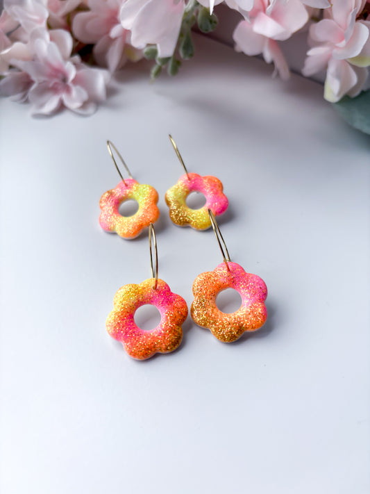 Sparkly Flower Hoops