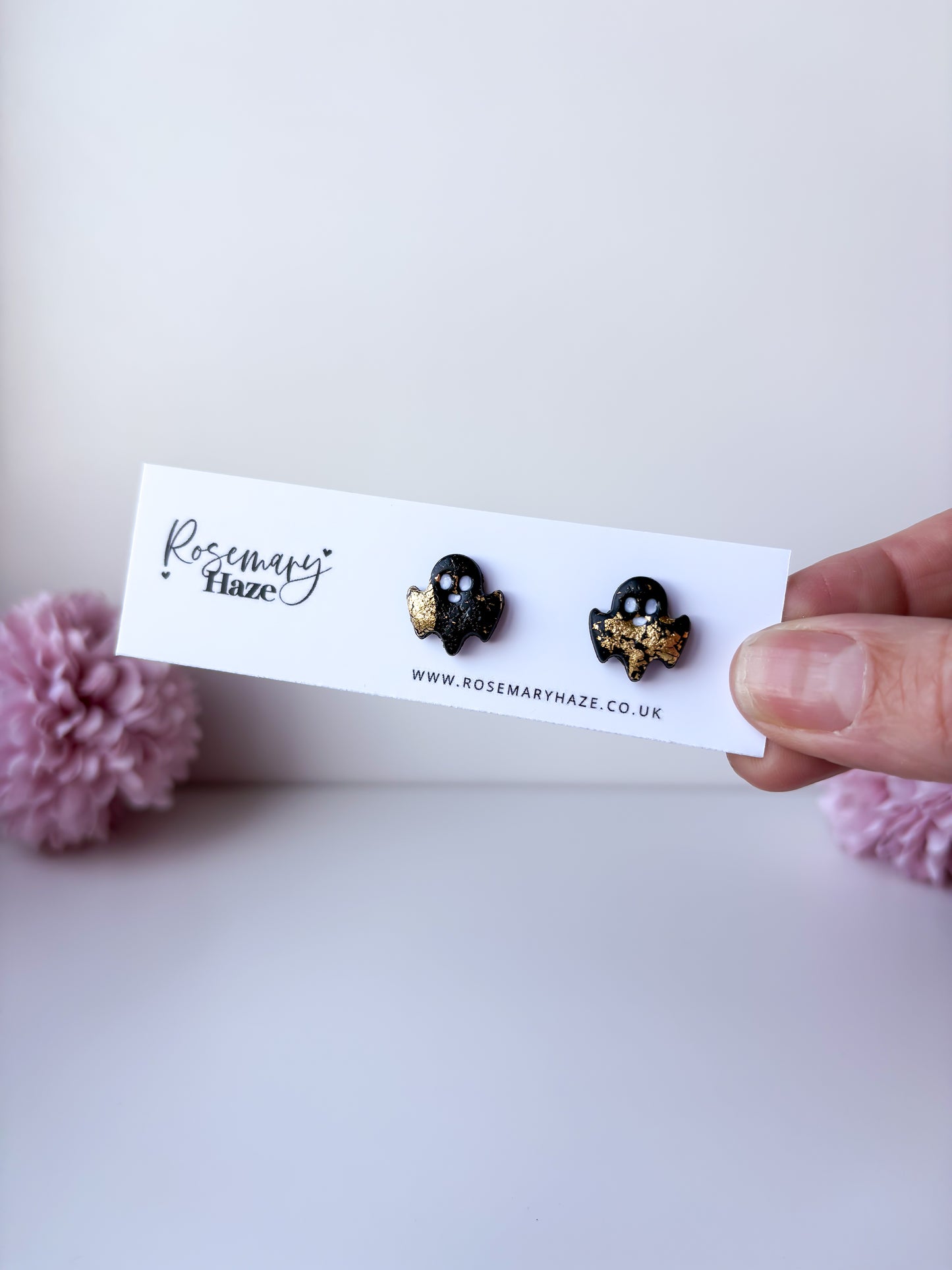 Black & Gold Ghost Studs