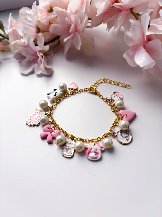 OOAK charm bracelet - pink 2