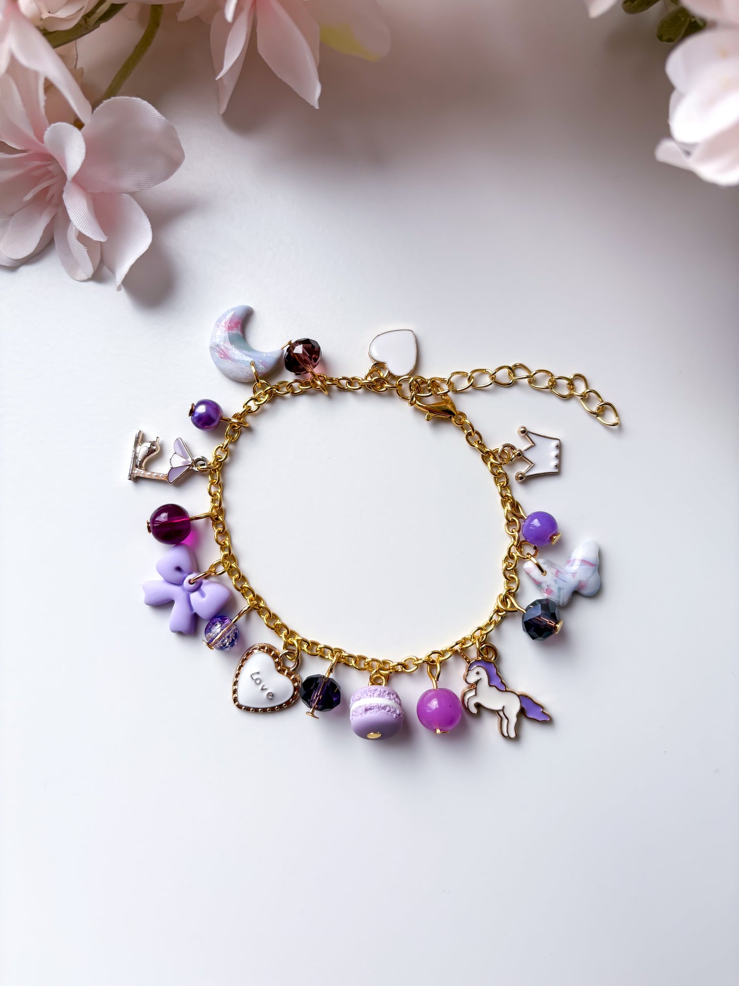 OOAK charm bracelet - purple