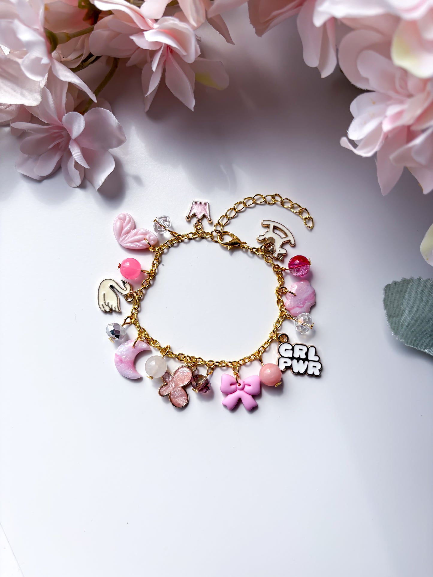 OOAK charm bracelet - pink 2
