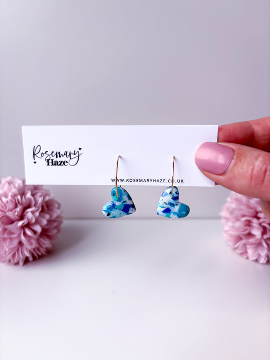 Ocean Blue Heart Hoops
