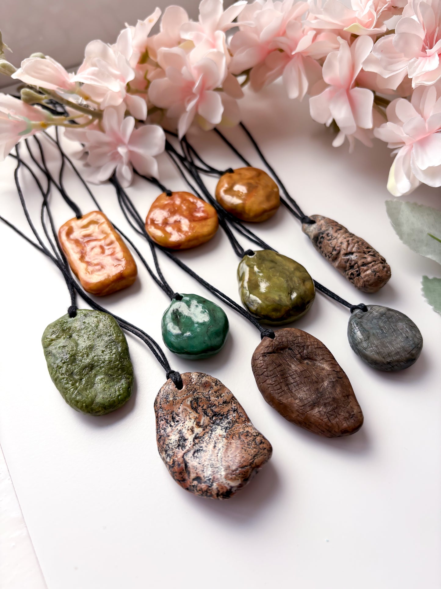 OOAK fake stone pendants